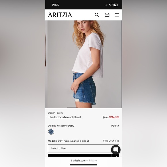 Aritzia Denim Forum Ex-Boyfriend Jean Short - Picture 2 of 5